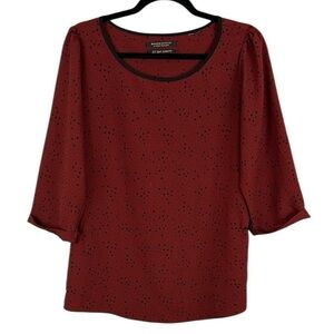 Maison Scotch Classic Star Patterned 3/4 Sleeve Blouse Size 2 Medium Red